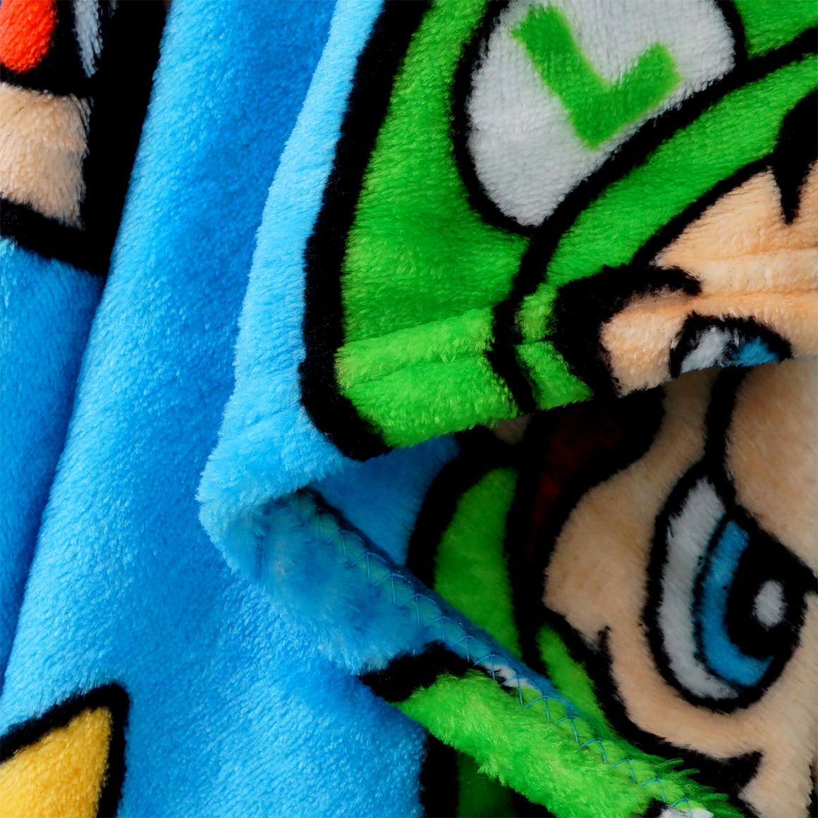 Topolino Super Mario Kapuzendecke aus Plüsch hellblau / gelb / rot
