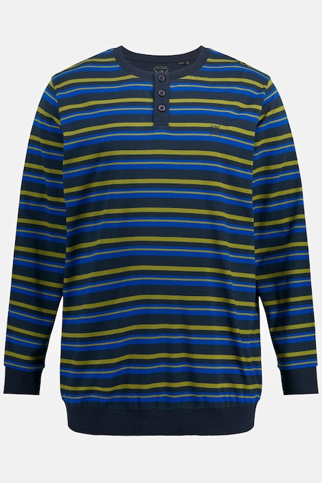 Schlafanzug, Bauchfit, Homewear, Zweiteiler, Langarmshirt mit Ringeln, lange Hose, bis 8 XL