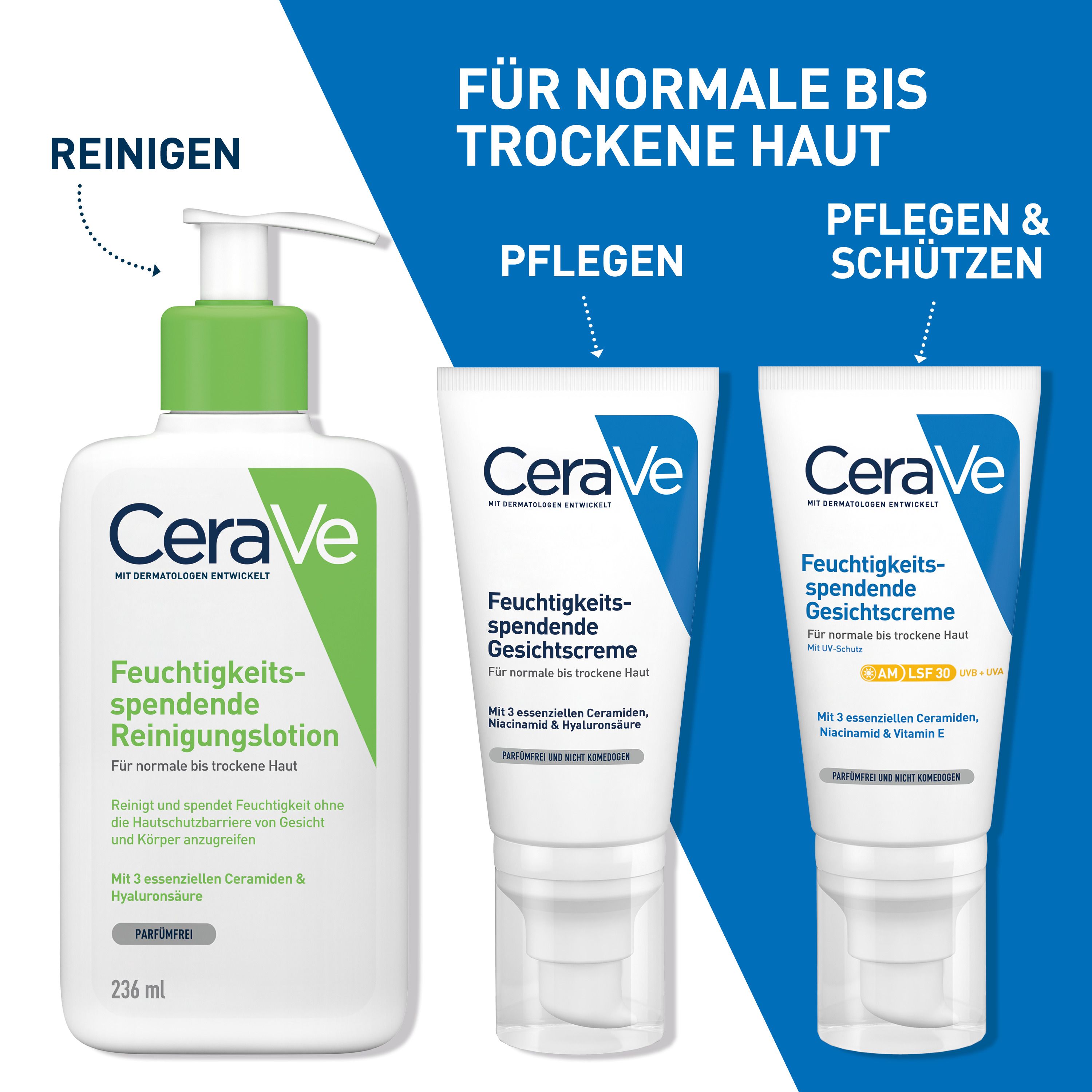 CeraVe Feuchtigkeitsspendende Gesichtscreme mit LSF 30: hydratisierende Tagescreme mit Lichtschutz für normale bis trockene Haut
