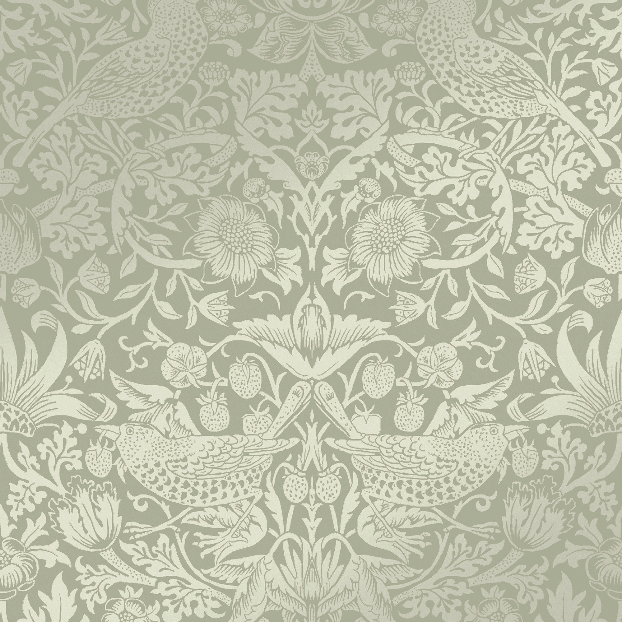 Vliesbehang strawberry thief fibrous sage