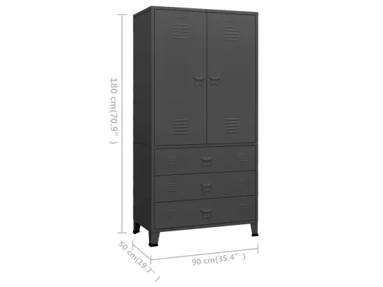 Garde-robe industrielle Anthracite 90x50x180 cm Métal