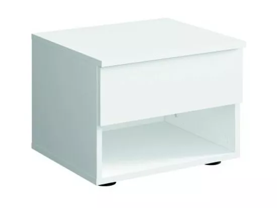 Ensemble chambre NOFI - Lit 140x200 cm avec sommier, 2 tiroirs, chevets, armoire et commode - blanc
