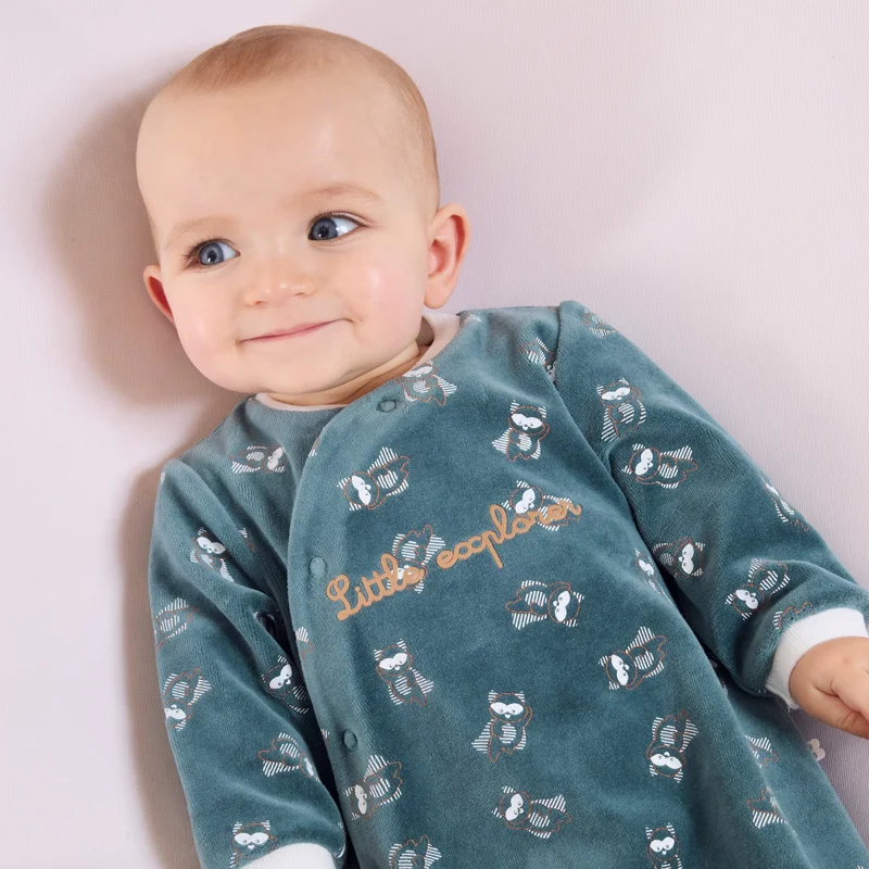 Dors-bien velours vert bébé garçon Vert