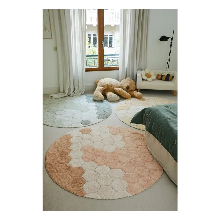 Lorena Canals Tapis rond Honeycomb | Bleu gris