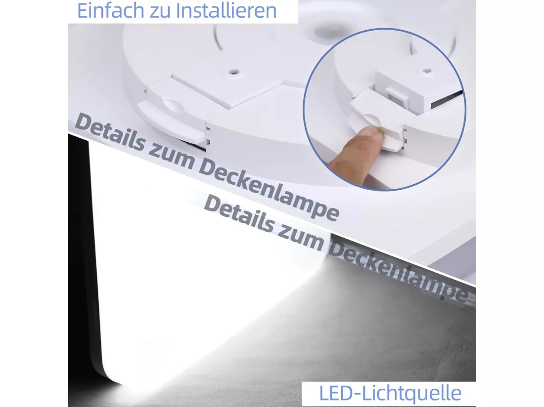 NETTLIFE plafonnier LED 22CM lampe de salle de bain carré IP54 18W blanc 5000K