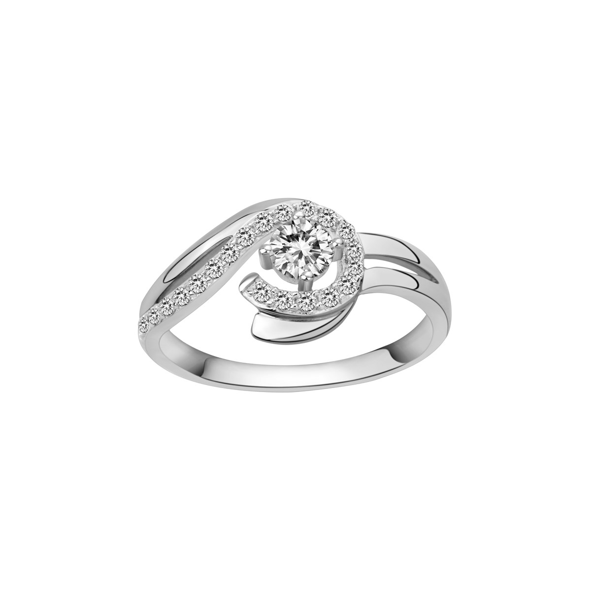 Bague de fiançailles en Argent avec oxyde de zirconium blanc