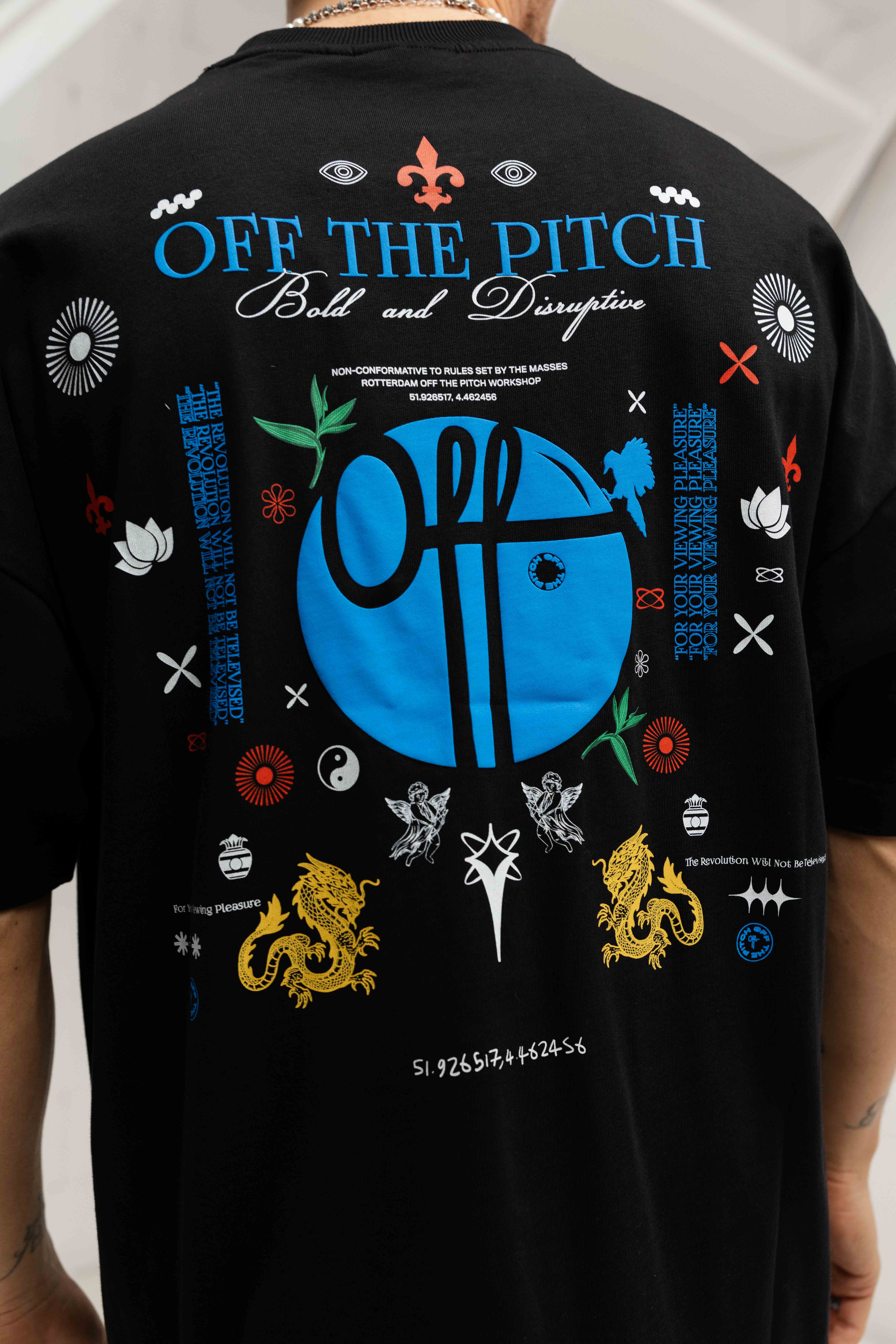 Off The Pitch Global Oversized T-Shirt Heren Zwart