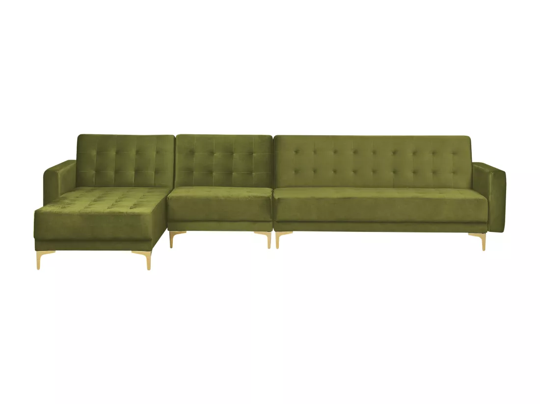Canapé modulable côté droit en velours vert ABERDEEN