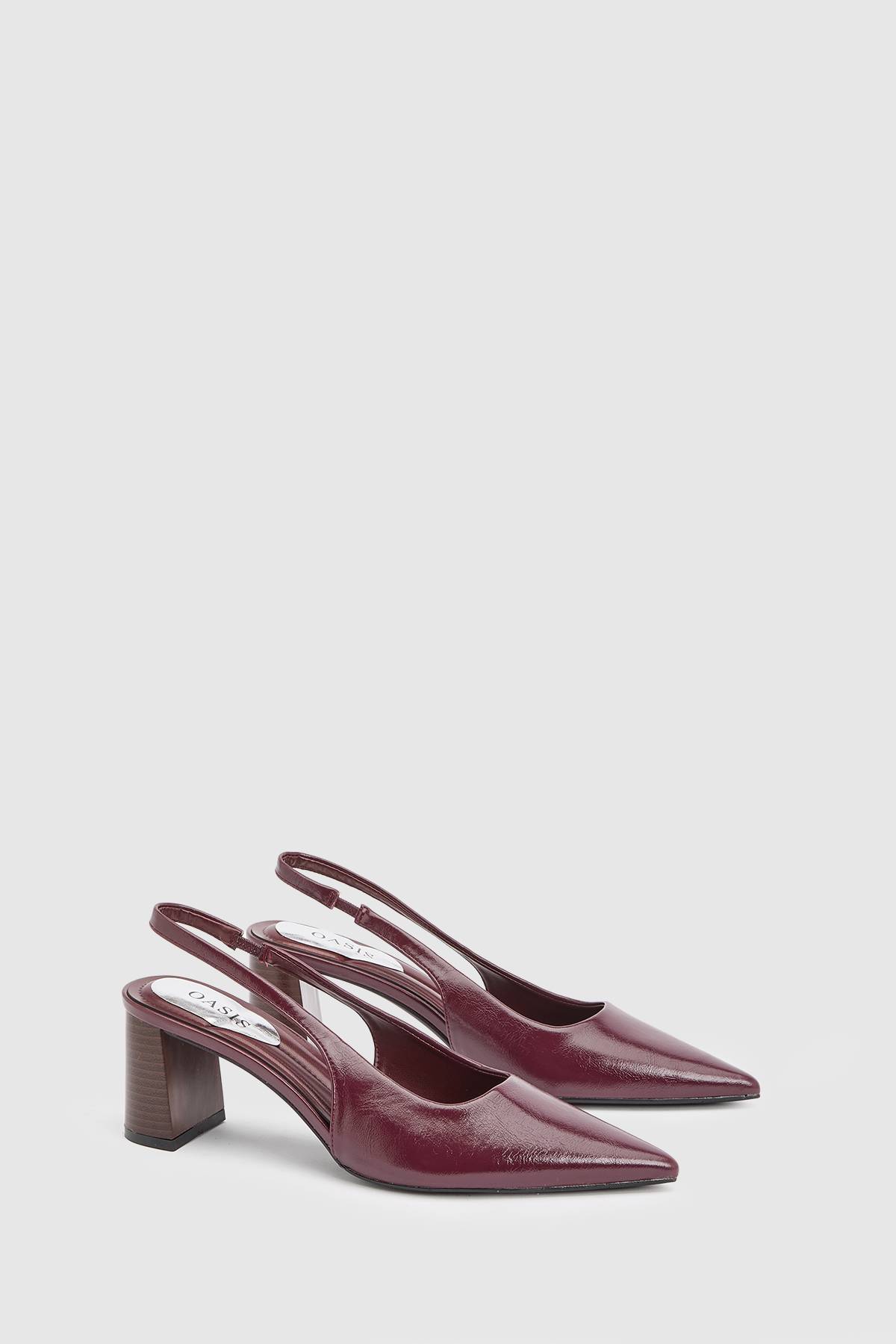 Oasis Escarpins Abigail À Bride Arrière Et Talon Bloc En Synthétiquecuir Verni