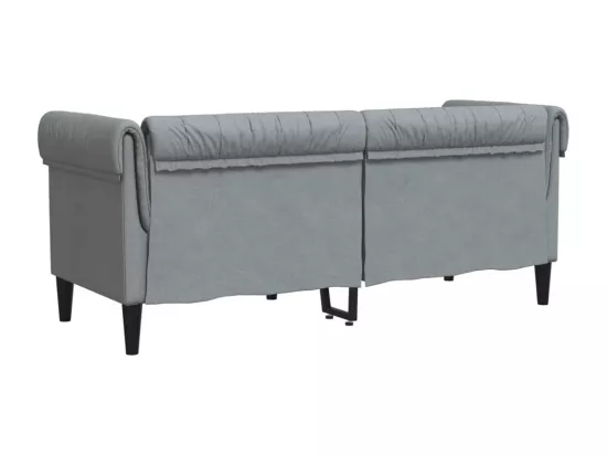 Canapé Chesterfield 2 places gris clair tissu