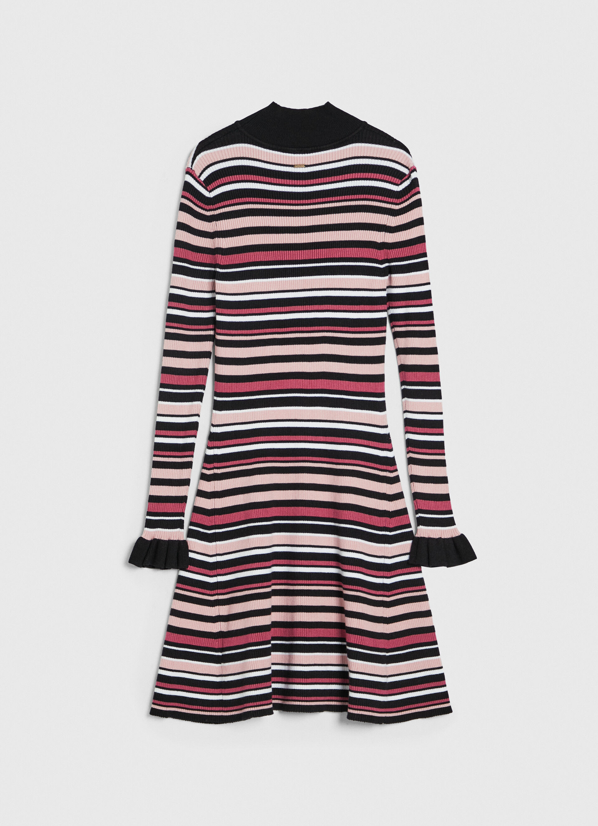 VESTIDO CURTO DE MALHA COM ESTAMPA LISTRADA - multicolorido