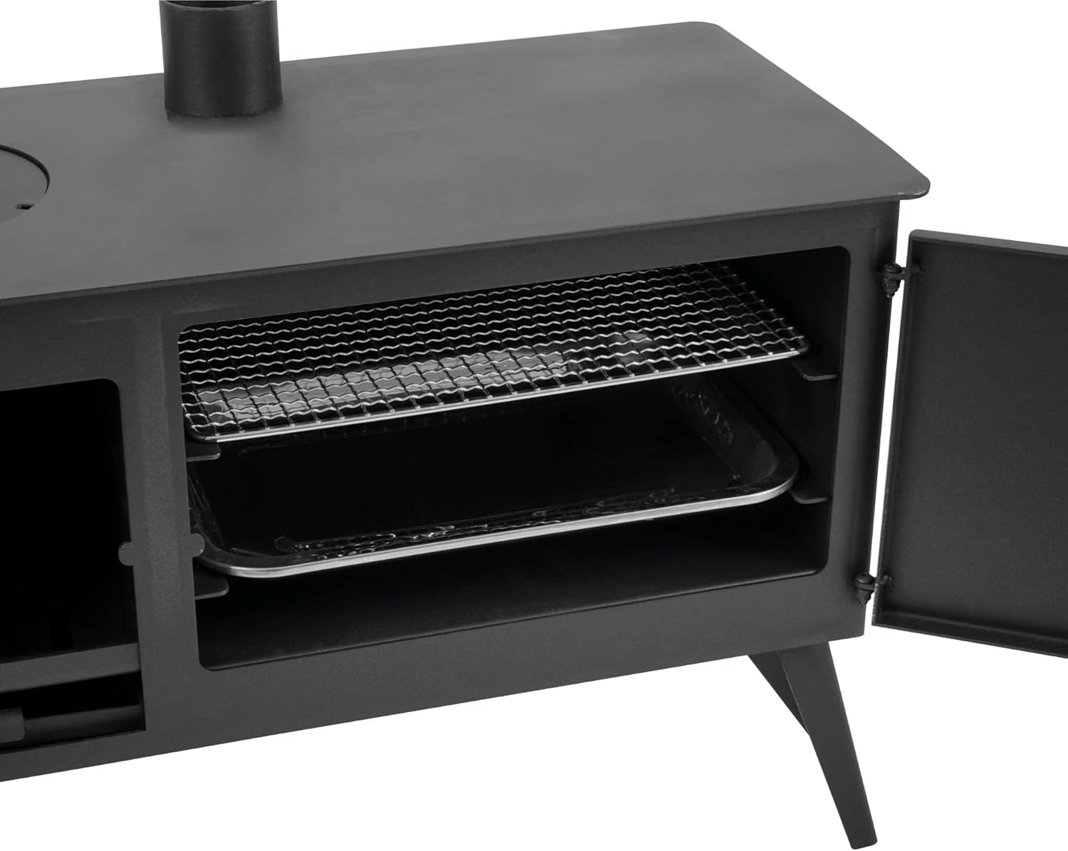 CampFeuer Zeltofen 28,5 x 58,5 x 260 cm | schwarz | mit 2 Kammern, Feuerstelle | Holzbackofen, Brotbackofen, Holzofen für Camping, Outdoor, Zelt | Zeltheizung, Tent Stove, Zelt Ofen Outdoor