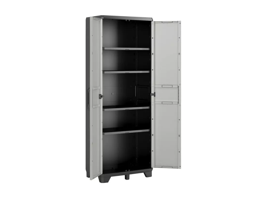Armoire de rangement avec étagères Gear Noir et gris 182 cm