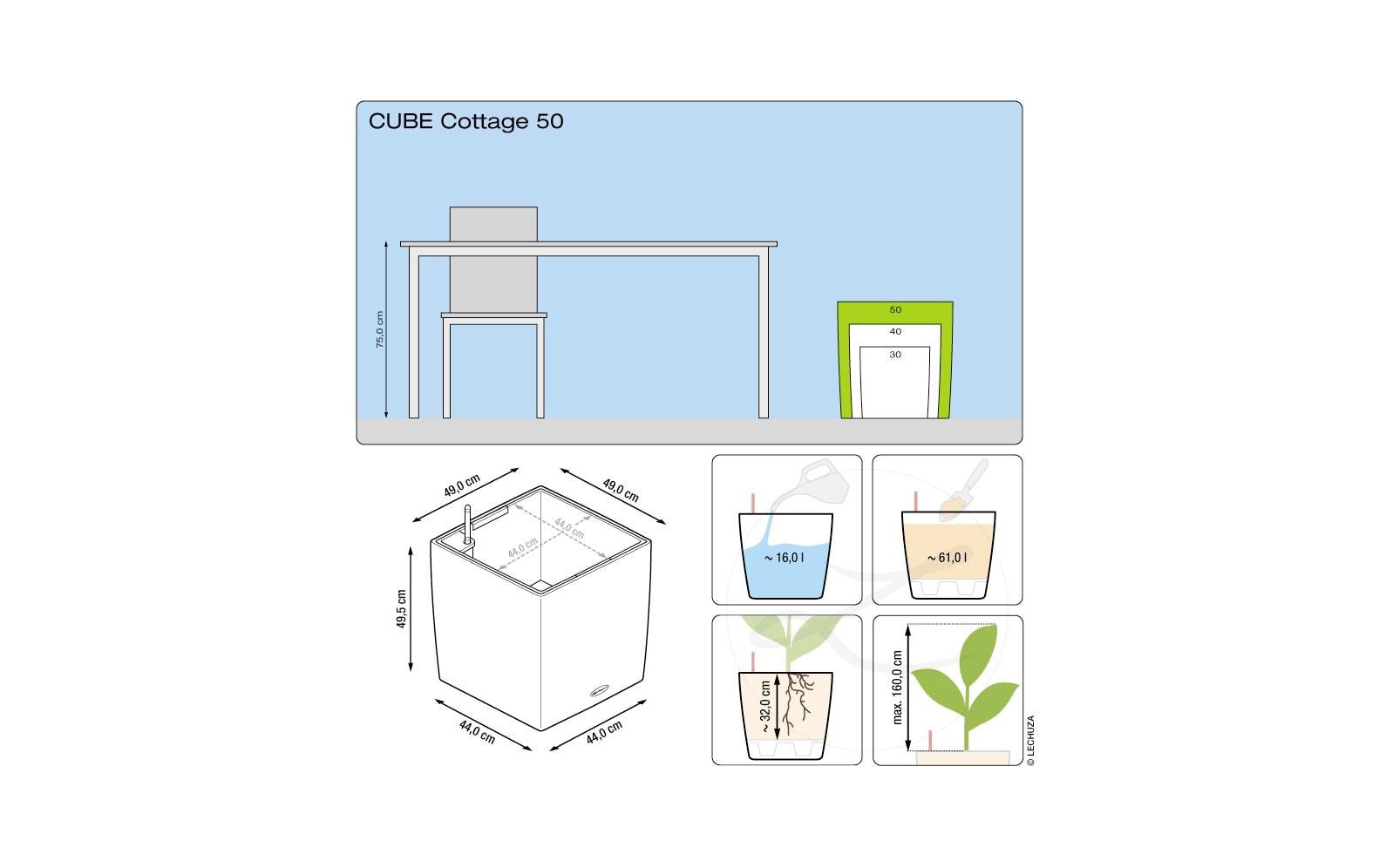 Blumentopf Cube Cottage 50 Braun<br>Pflanzengefäss – Komplettset