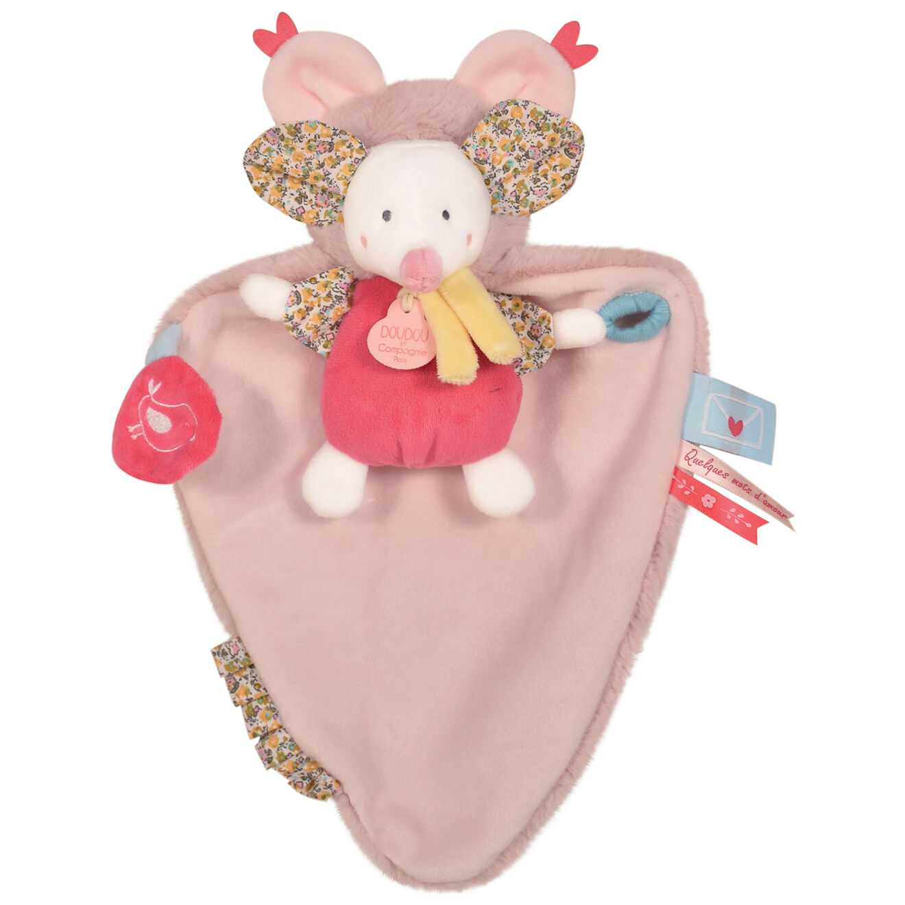 Doudou et Compagnie Doudou Souris Papillote rose - 28x5 cm