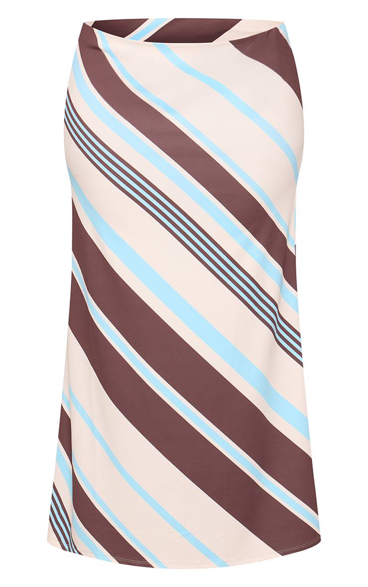 Crème Jupe Maxi Grande Taille À Rayures En Tissu Doux Au Toucher