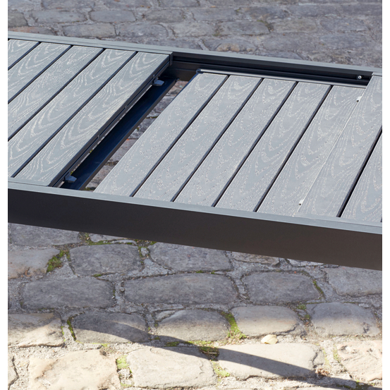 Table de jardin GAIA grise en aluminium - 308x100x76 cm