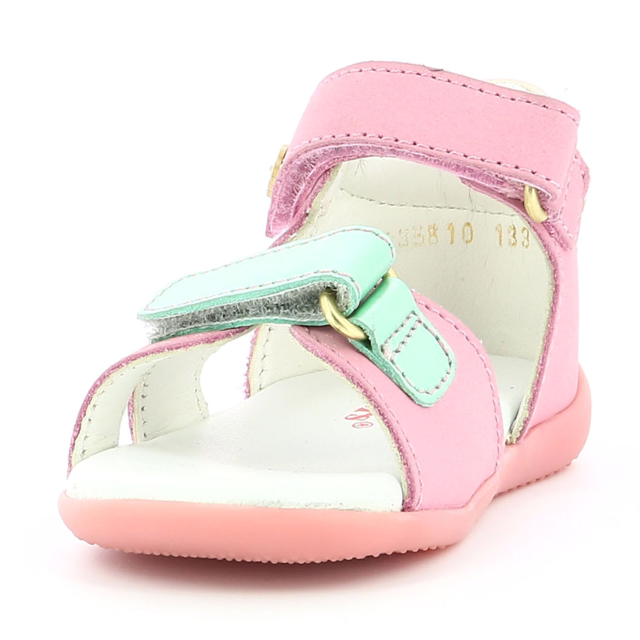 Kickers Sandales en Cuir Binsia-2 rose/doré/bleu