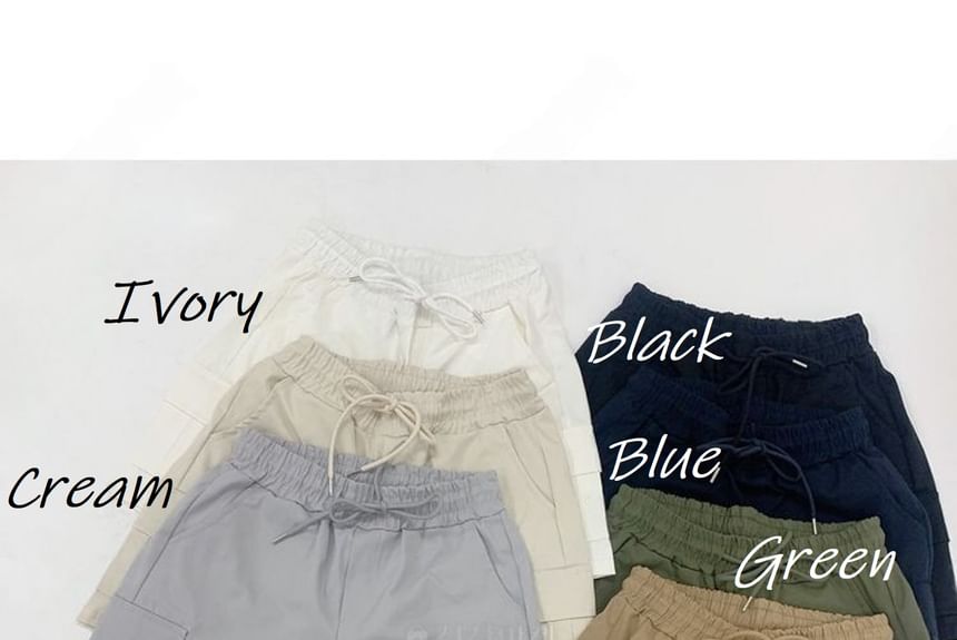 SeoulPop - Effen cargoshorts met trekkoordtaille