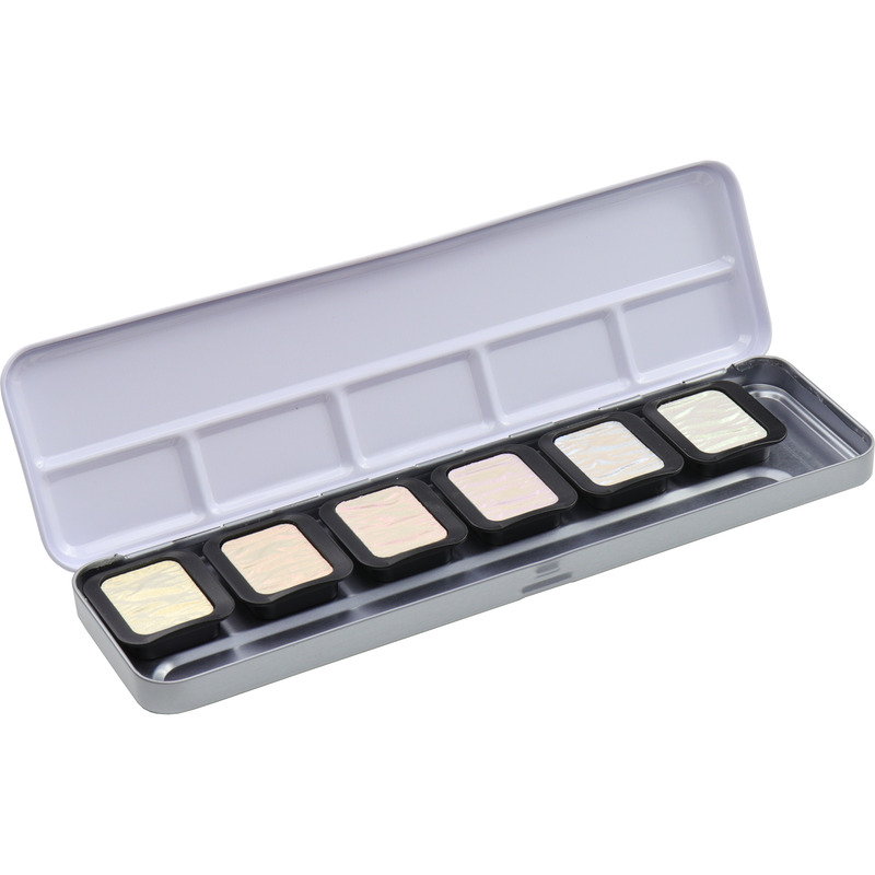 FINETEC Malkasten Aquarell Perlglanz, Essentials Pixie Dust, assortiert, 6 Stück