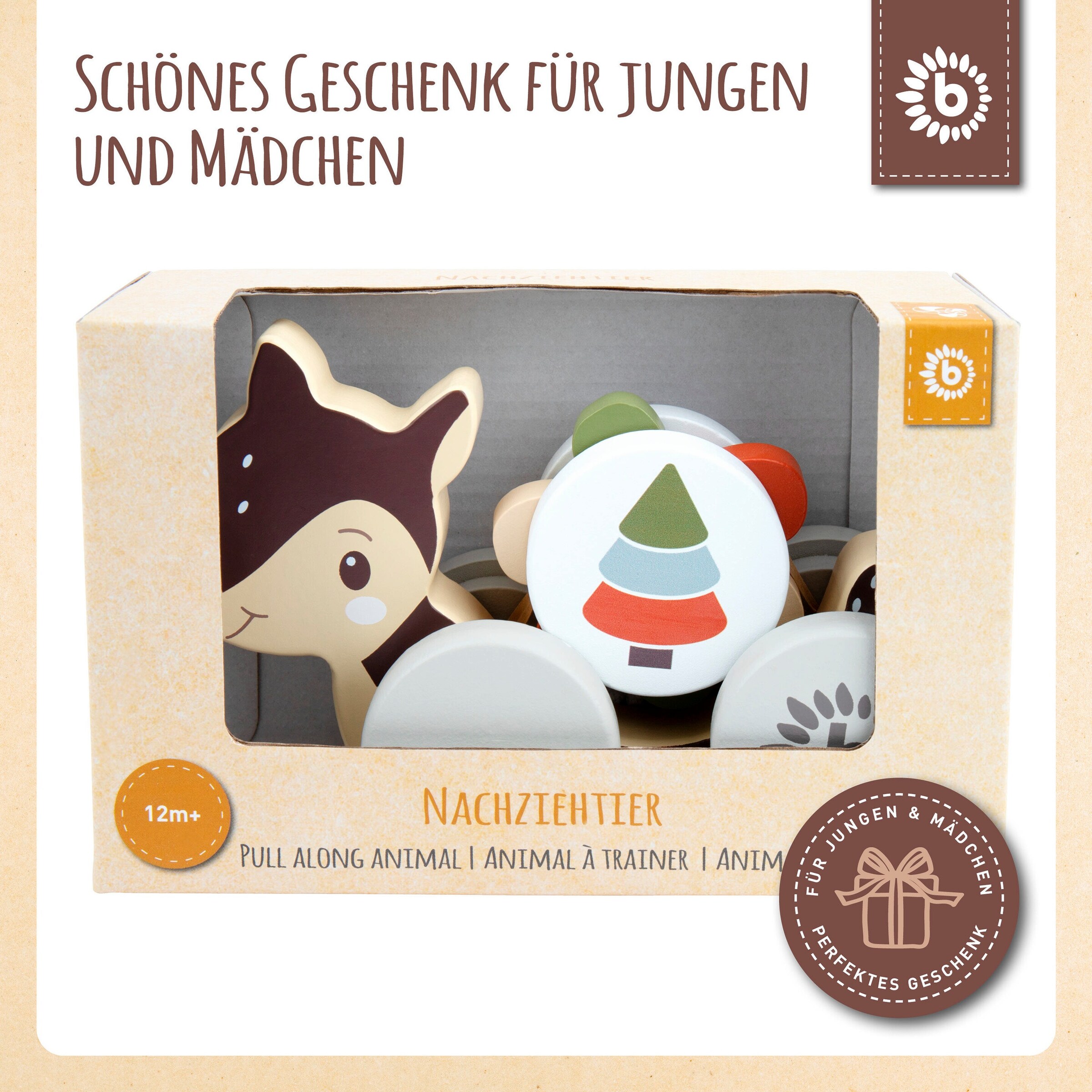 Bieco Nachziehspielzeug Holz Reh - ab 12 Monate Braun