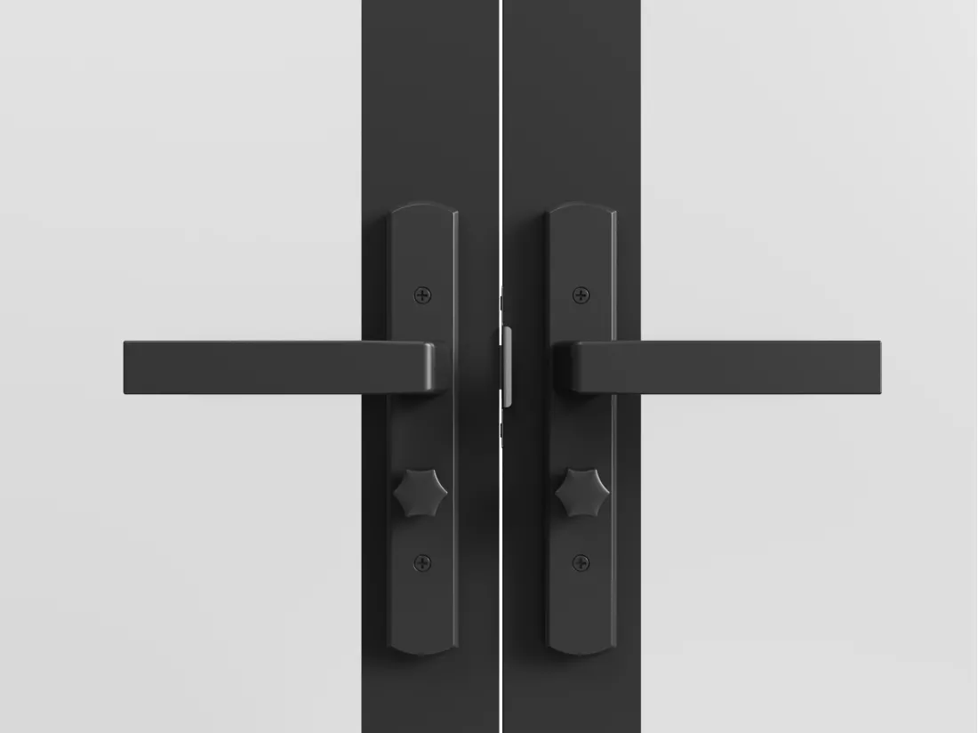 Bloc porte réversible à deux battants en aluminium et verre dépoli - 2 x H204 x L83 cm - Noir - MASERU