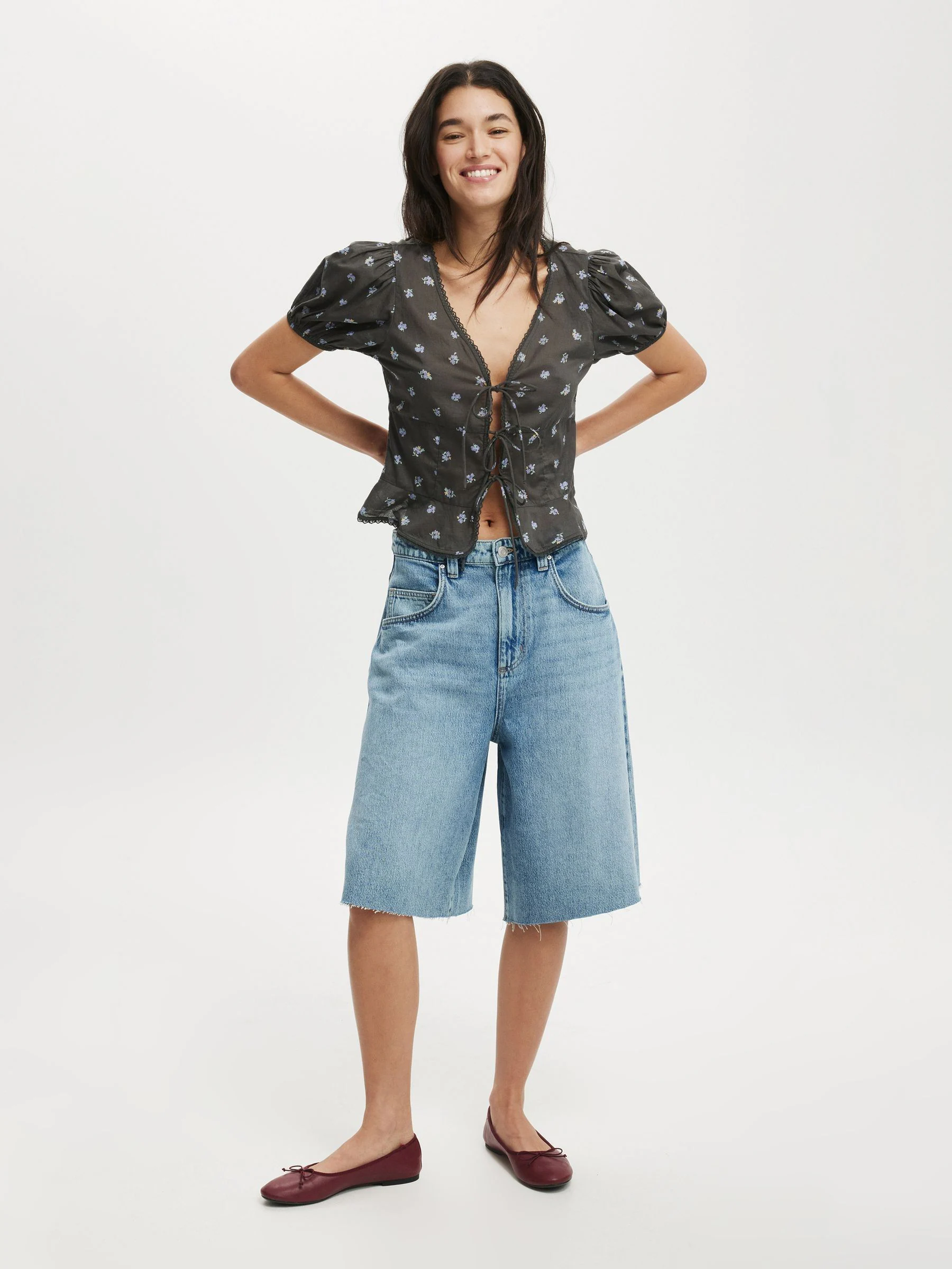 Blauw chroom - Cotton On Lyocell Wide Denim Jeans