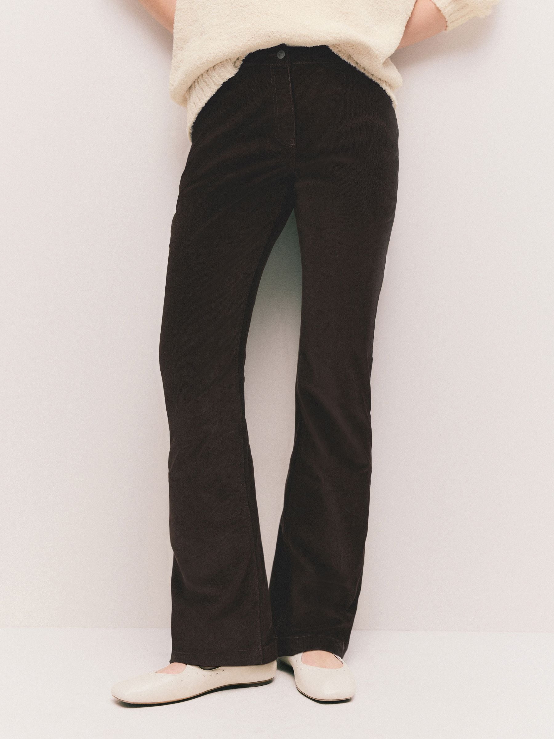 Chocoladebruin - Corduroy boot cut broek