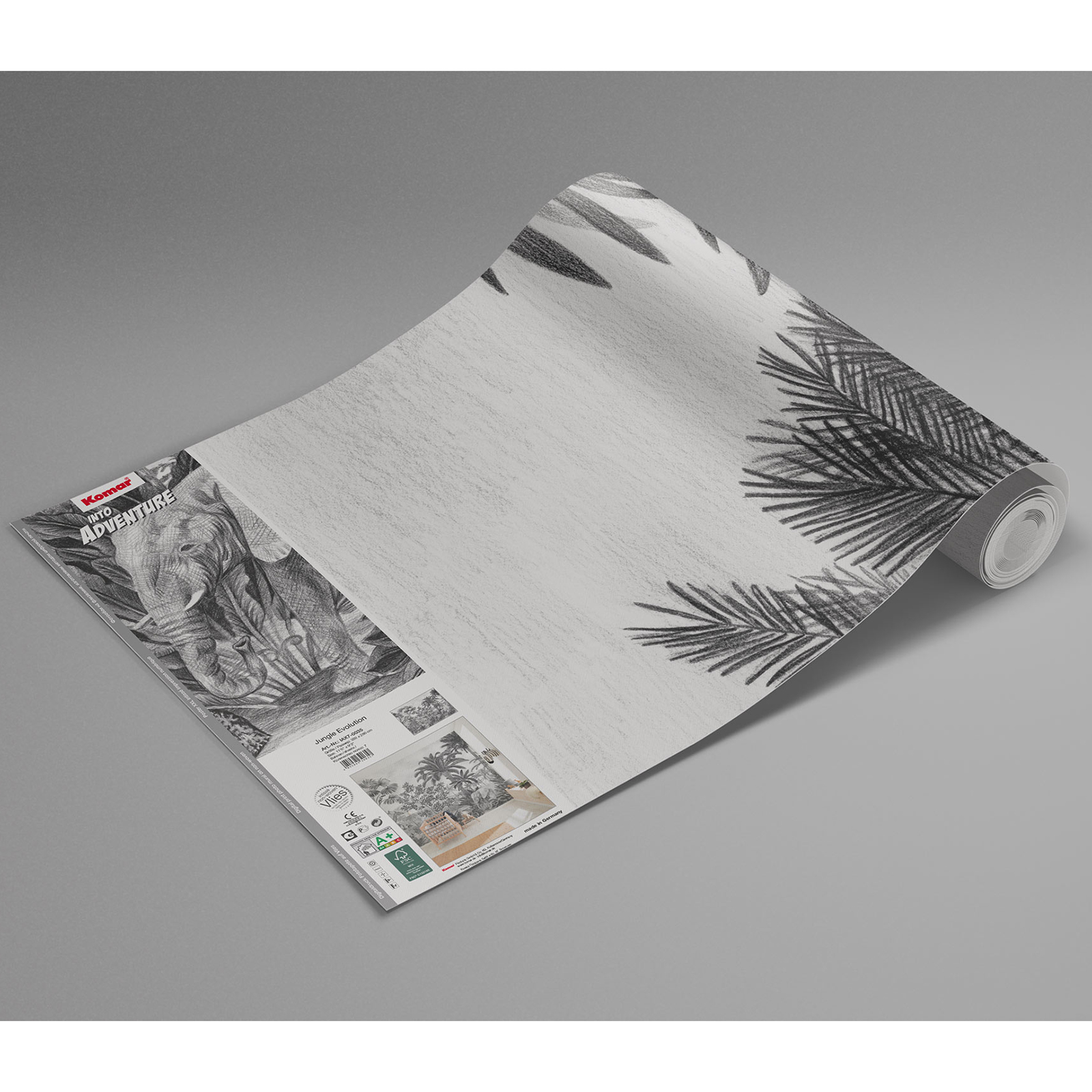 Vlies-Fototapete JUNGLE EVOLUTION - schwarz-weiß - 350x280 cm