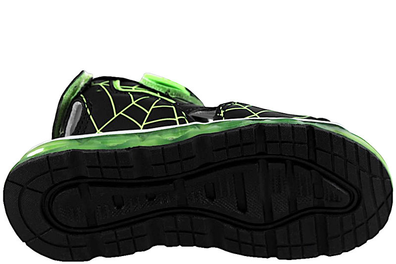 PONNY SANDAL I SORT OG GRØNT PU MED LYS