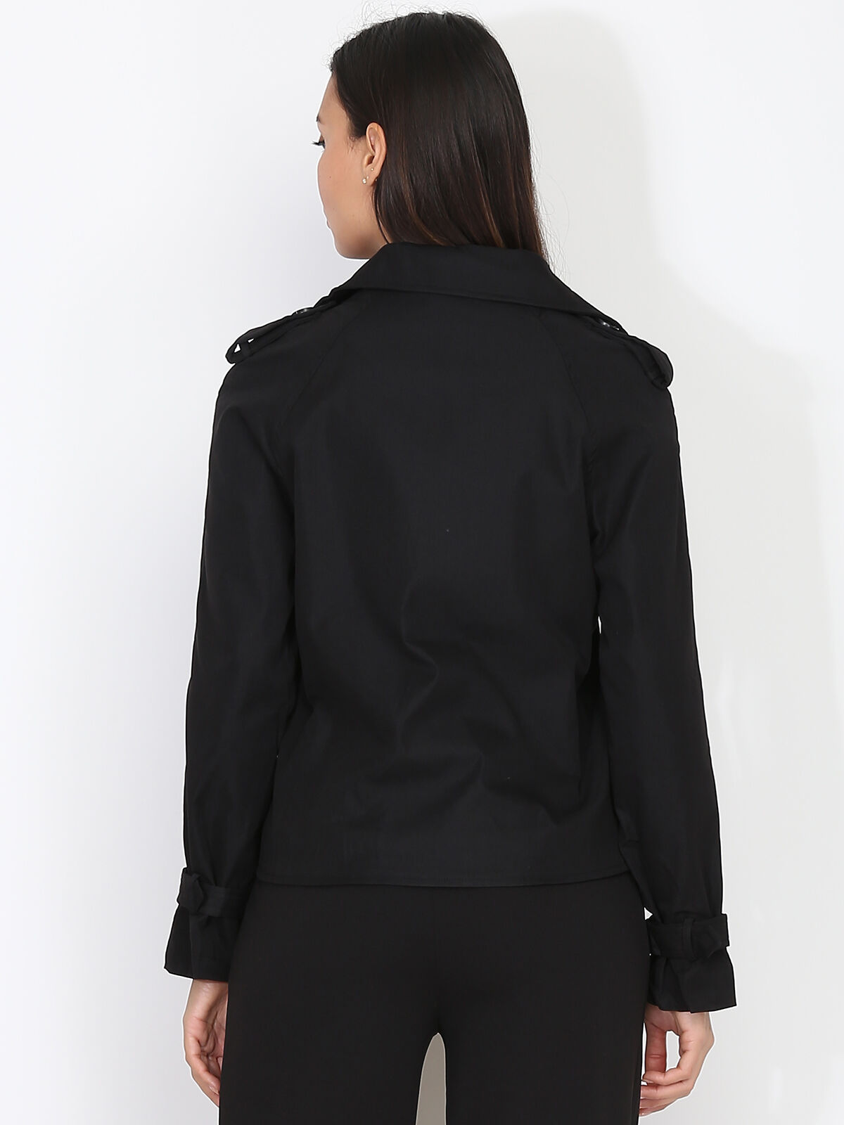 Veste courte style trench- Noir