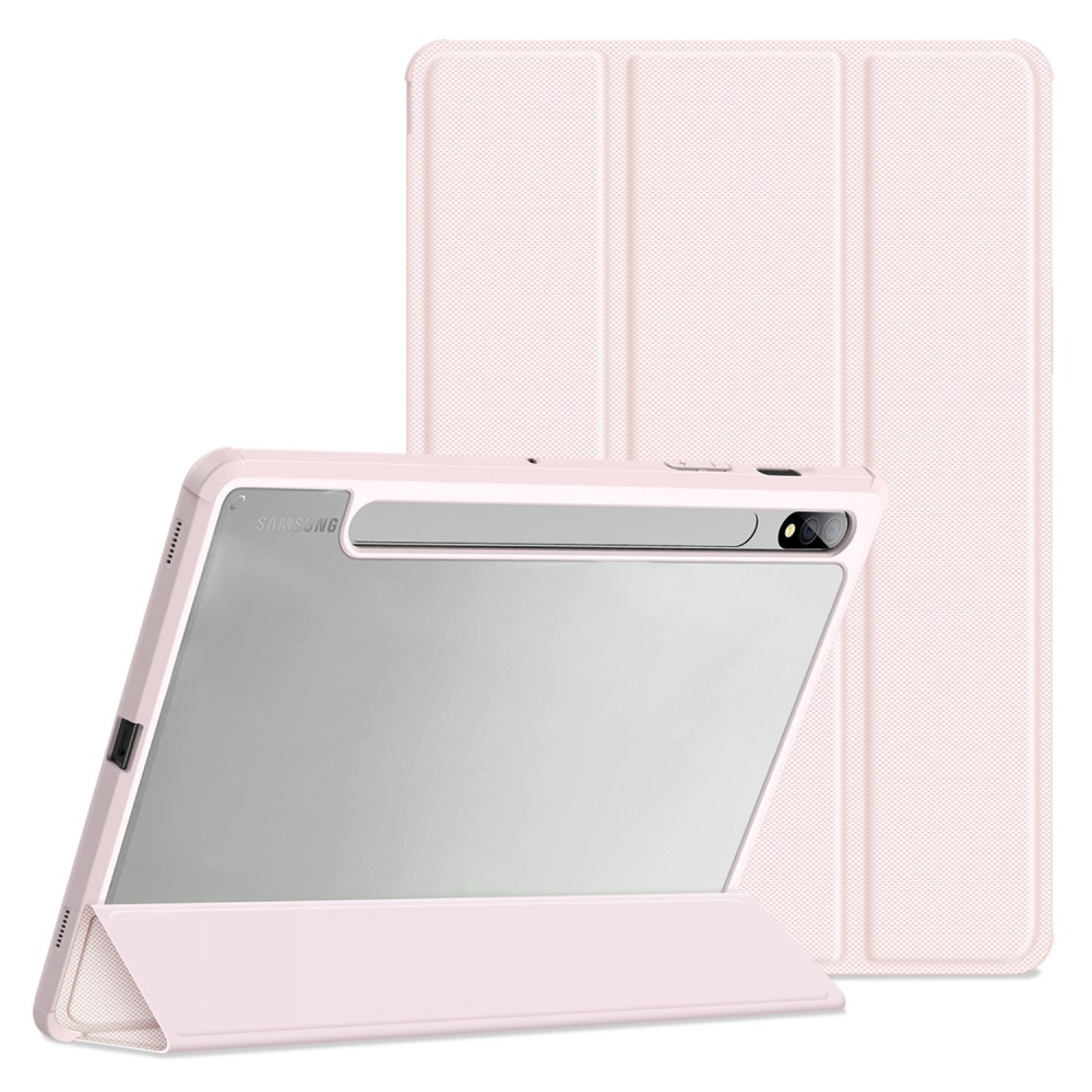 Samsung Galaxy Tab S8 / Tab S7 Leder Tasche Smart Cover Schutzhülle   S-Pen Halter - Rosa