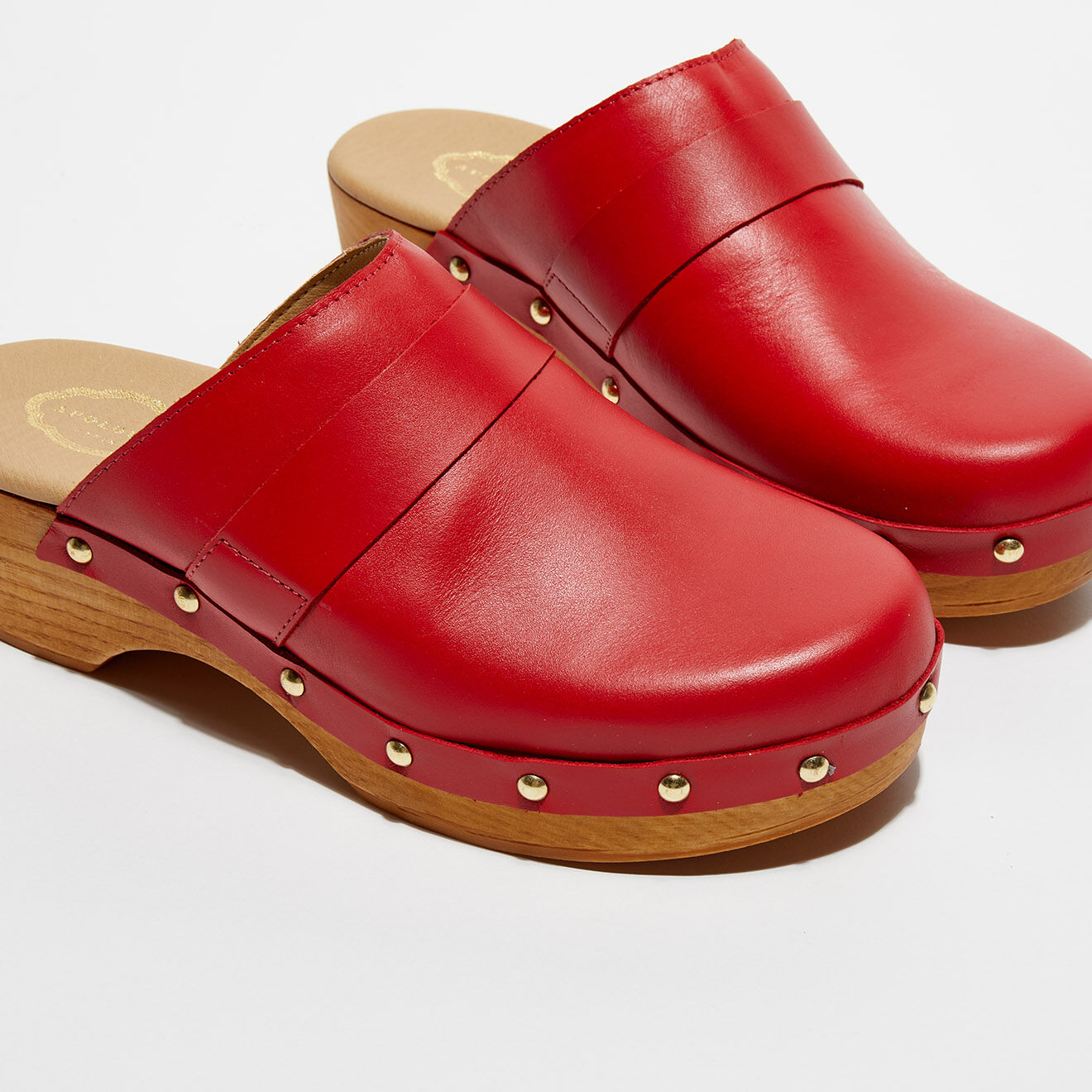 Apologie Studio Sabots en Cuir Sofia rouges - Talon 5 cm
