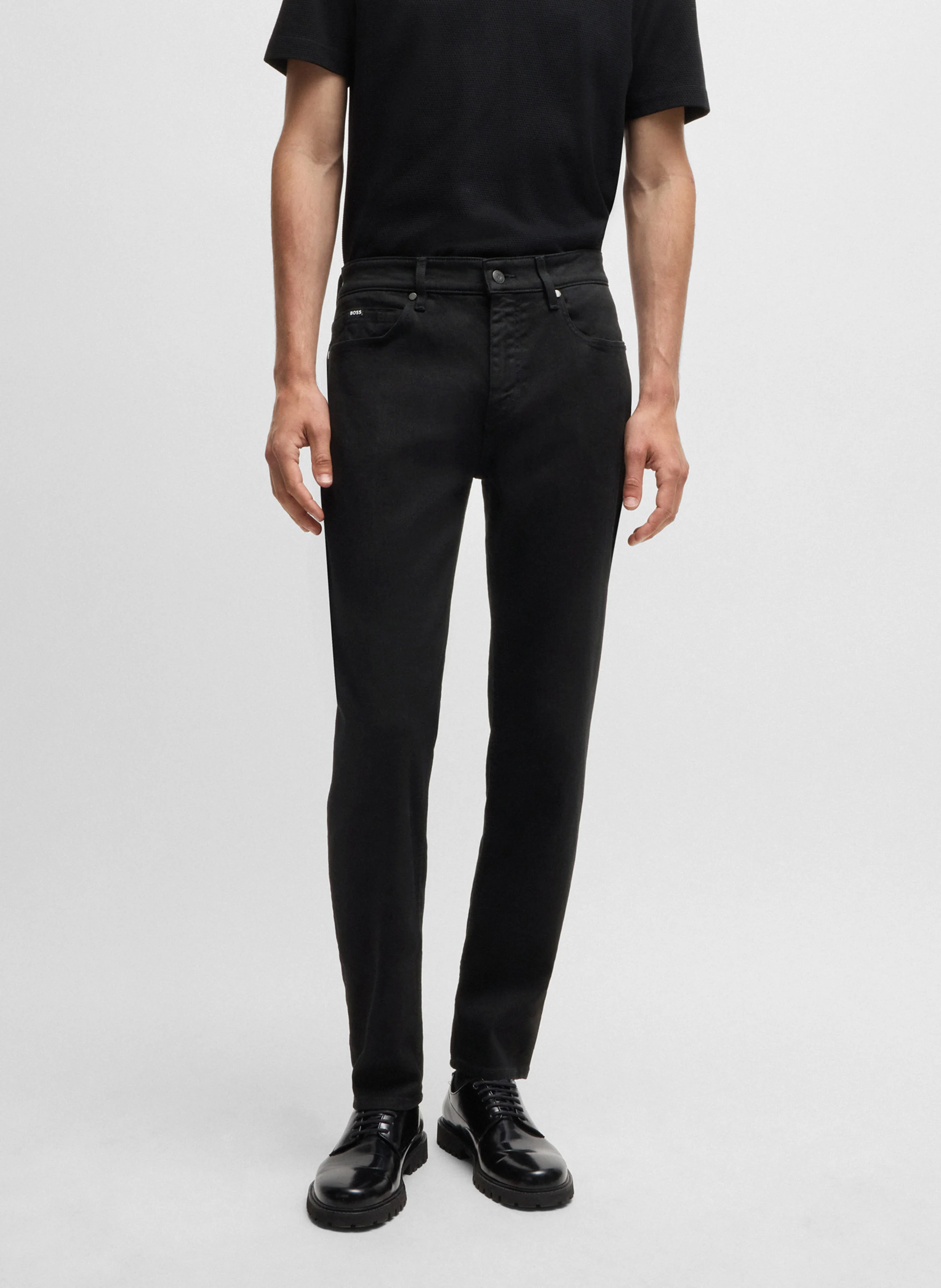 Jean regular-fit en coton mélangé | Noir