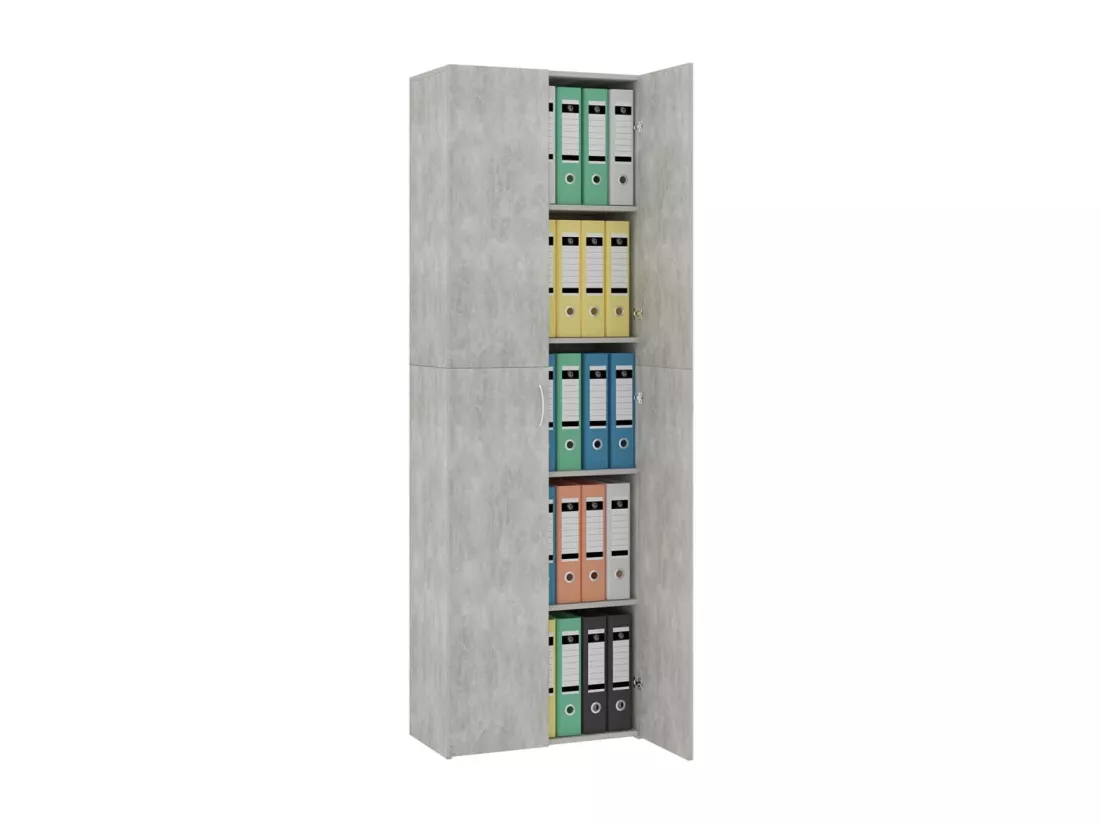 Armoire de bureau Gris béton 60x32x190 cm Bois d'ingénierie