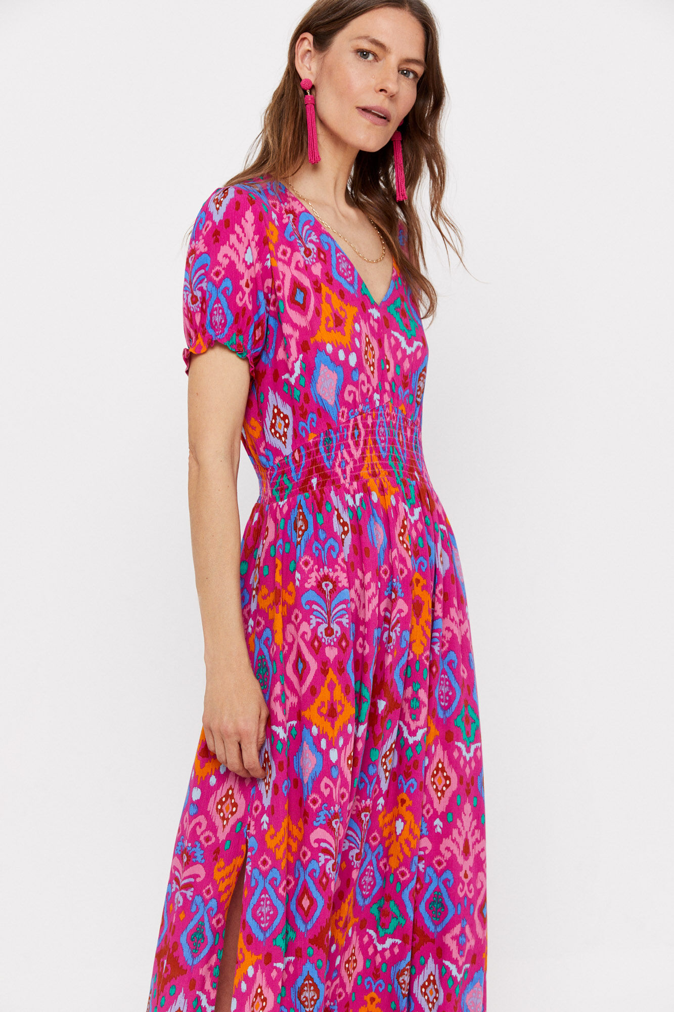 Vestido longo estampado - Multicolorido