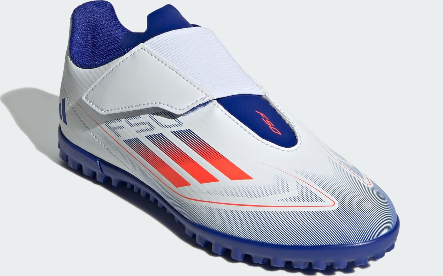 F50 Club Velcro TF Junior Cloud White/Solar Red/Lucid Blue