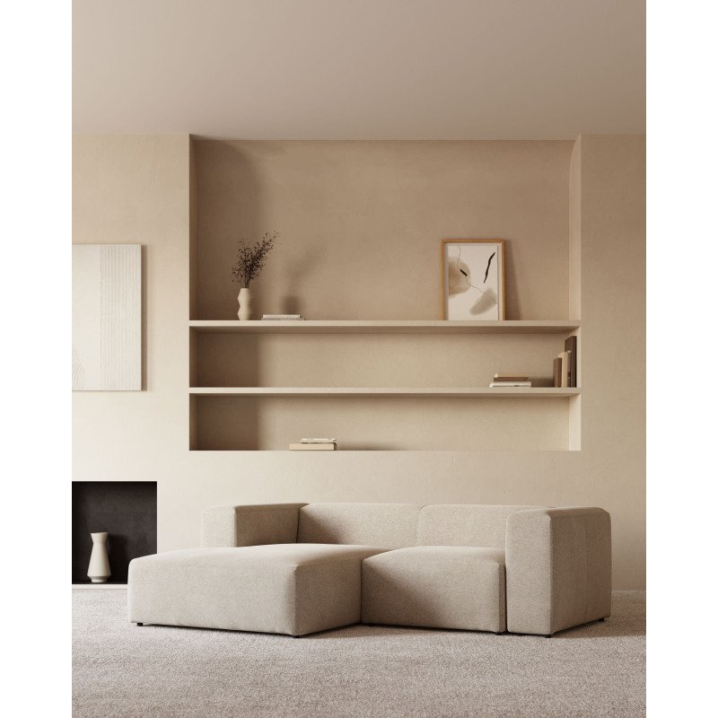 Canapé Blok 2 places méridienne gauche beige 240 cm