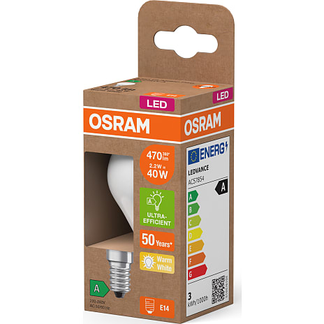 Osram LED kronepære 40W - varmt hvidt lys
