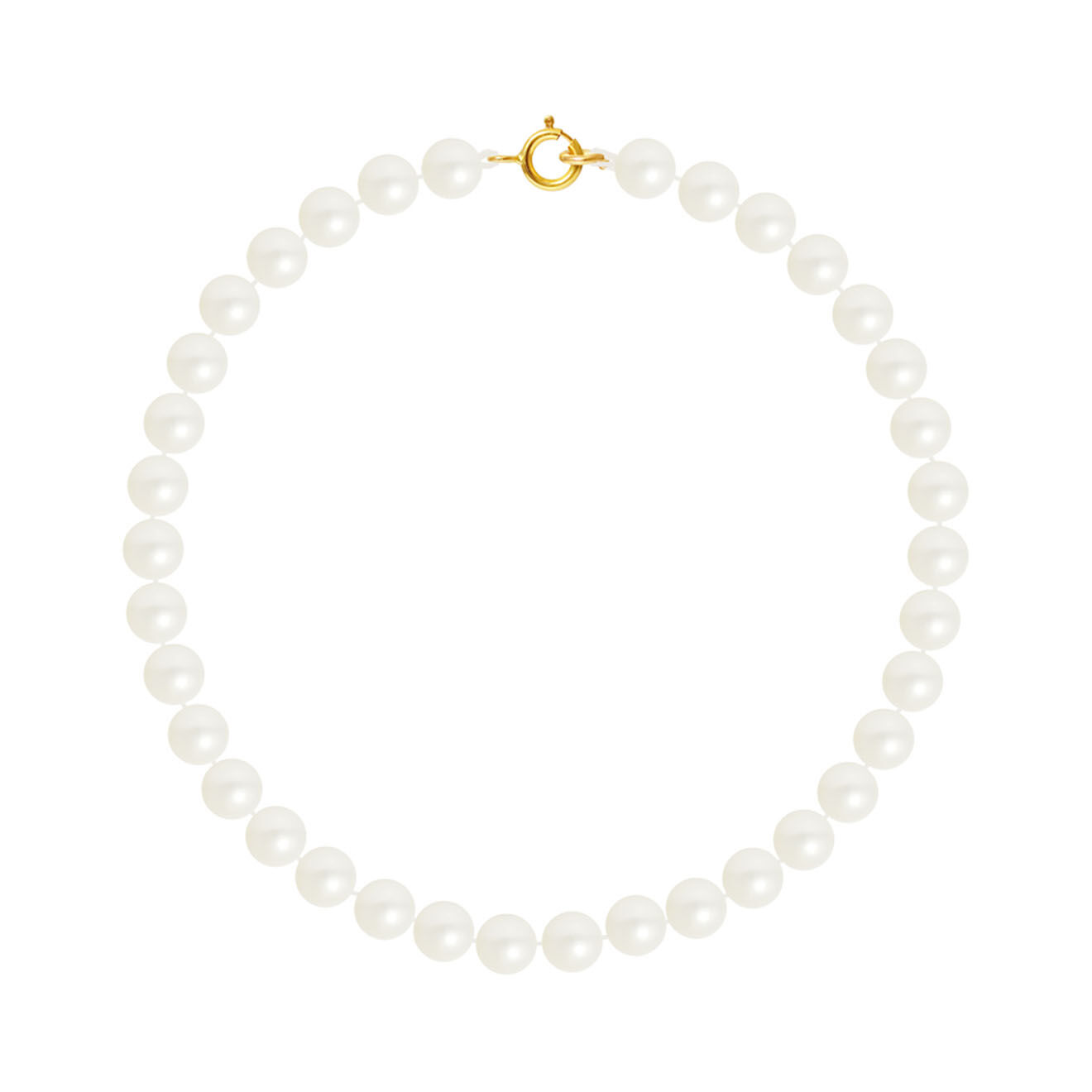 Mitzuko Bracelet Or Jaune Rang Perles d'Eau Douce blanc naturel