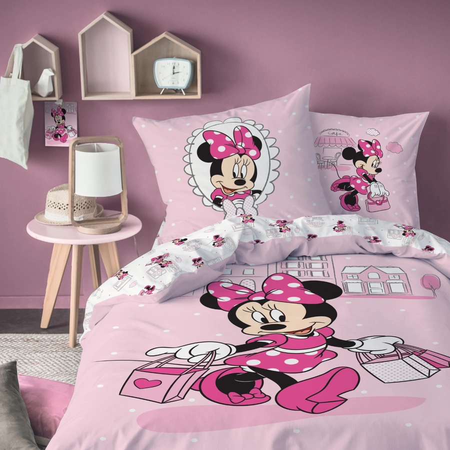 MTOnlinehandel Bettwäsche  Minnie Maus Mädchen-Bettwäsche, Renforce, 80x80 + 135x200 Minnie Maus Shopping