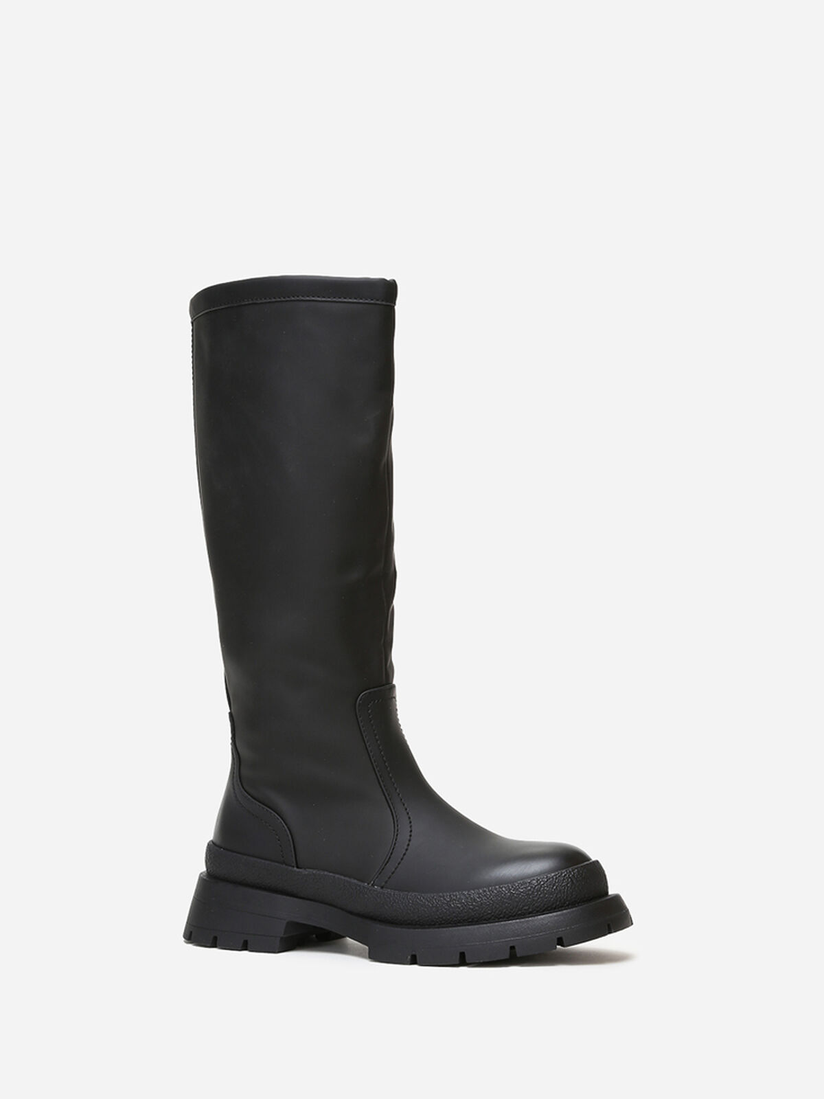 Bottes effet mat à semelle crantée- Noir