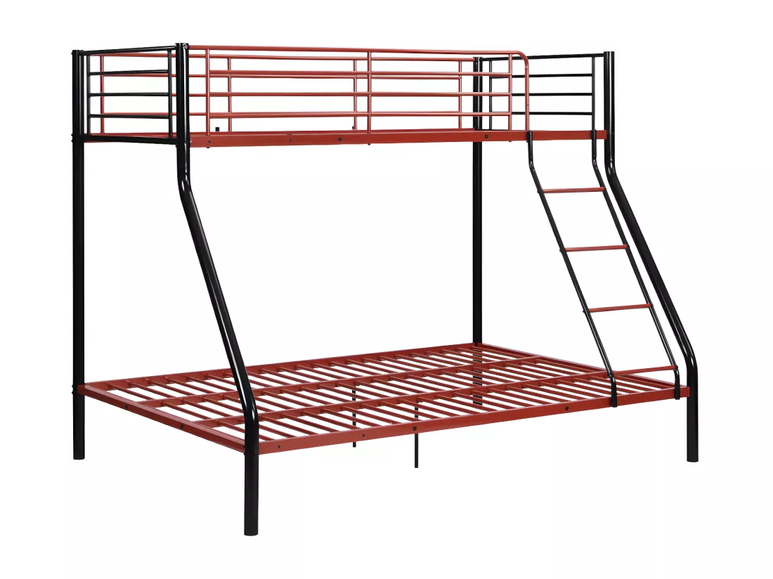 Lits superposés ELEVATIO IV - 90 et 140 x 190 cm - Acier - Noir et rouge + matelas