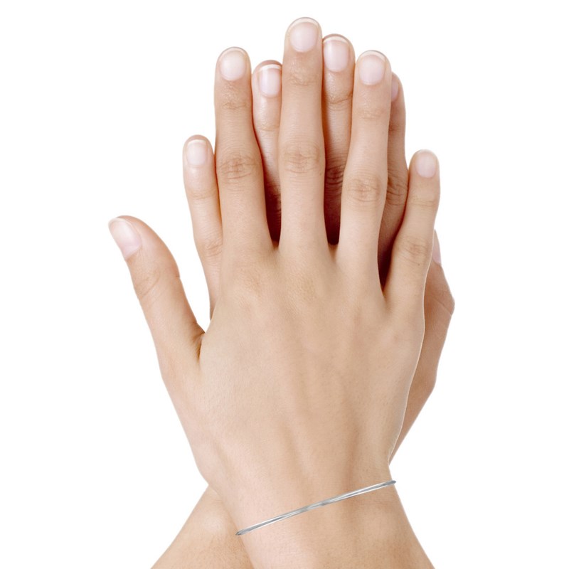 Bracelet Argent Rhodié Jonc Très Fin Rond 6,2cm