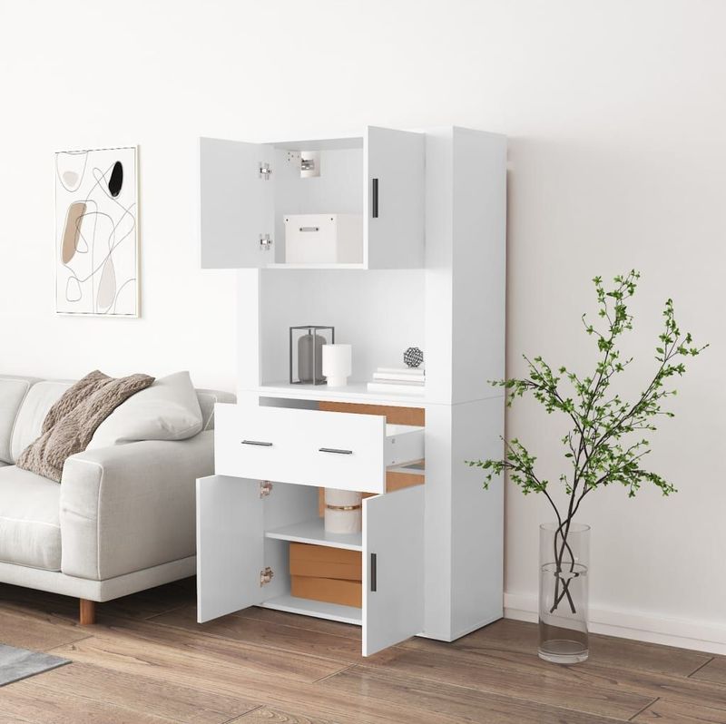 vidaXL - Hoge Kast - Wit - Bewerkte Hout