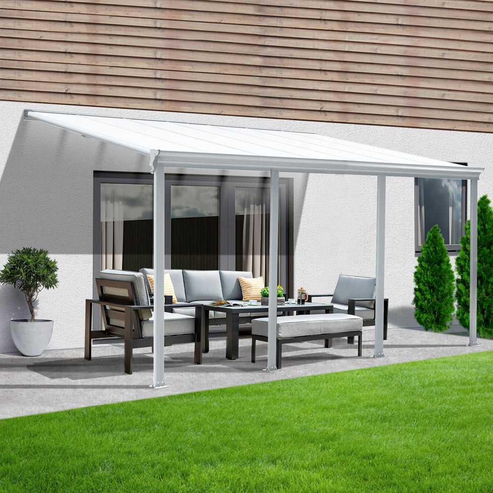 Home Deluxe - SOLIS Terrasoverkapping - Wit - B/D/H: 618 x 303 x 226/278 cm - incl. dubbelwandige polycarbonaatplaten, bevestigingsmateriaal | Carport Paviljoen Pergola