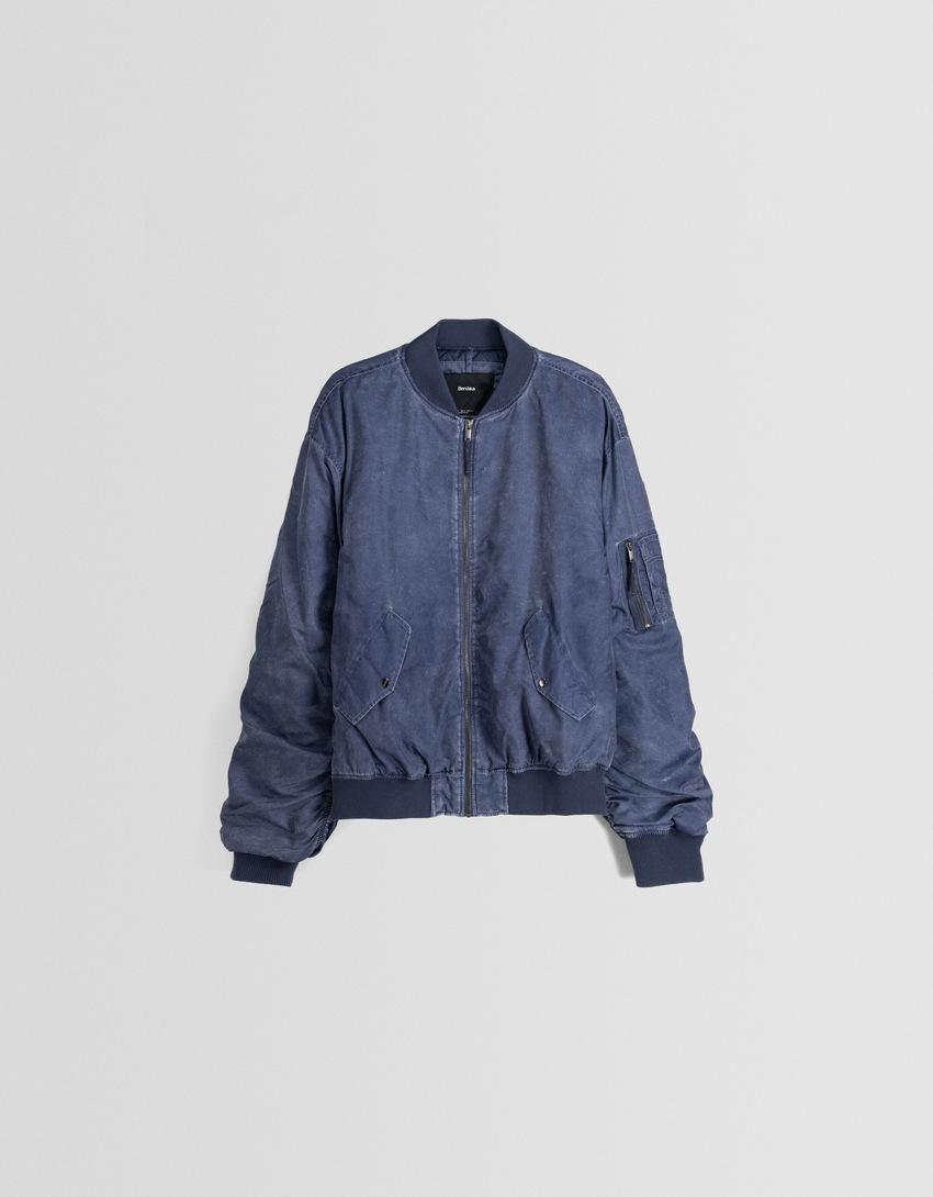 Jaqueta bomber de nylon desbotada