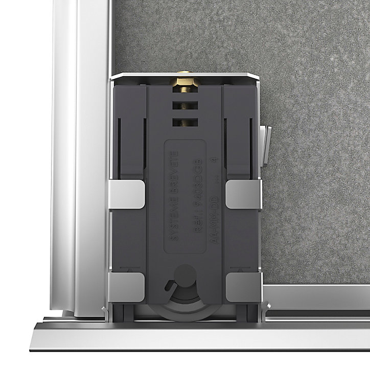 Porte de placard coulissante atelier béton profil gris GoodHome Arius H. 248,5 x L. 91.2 cm + amortisseurs