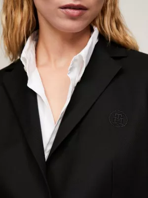 Blazer regular de abotoamento simples com bordado de monograma TH