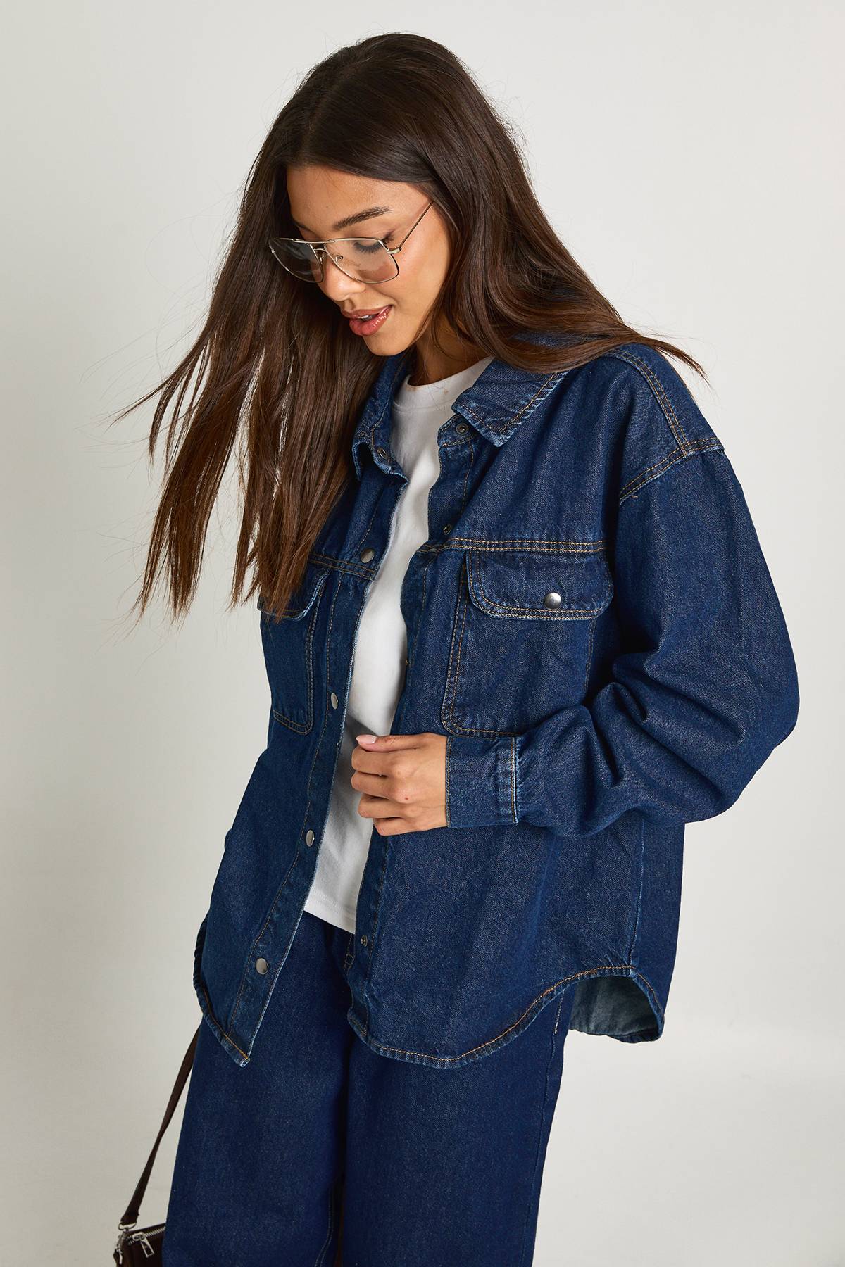 boohoo Chemise en denim oversize